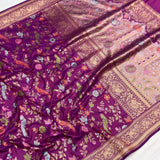 Magenta Color Pure Katan Silk Handwoven Banarasi Saree