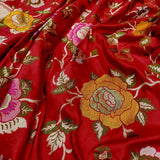 Red colour pure katan silk handwoven banarasi saree