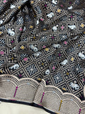 Black colour pure Katan silk handwoven banarasi saree