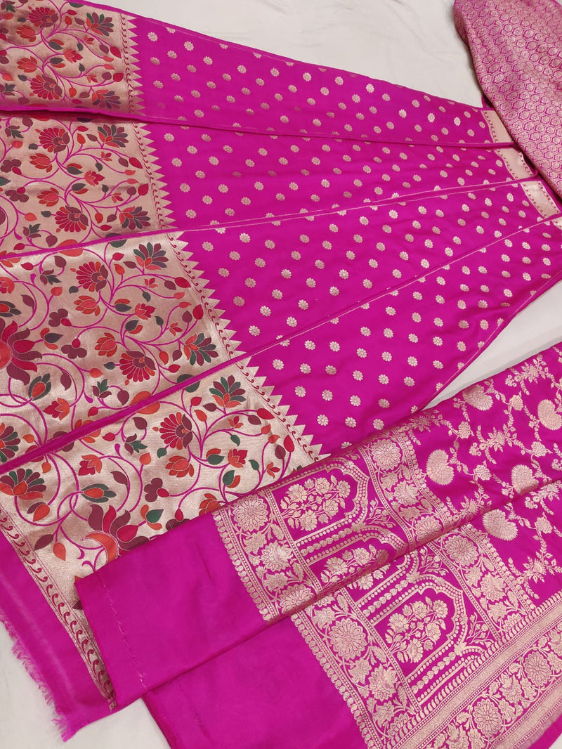 Pink colour Katan silk handwoven banarasi lehenga