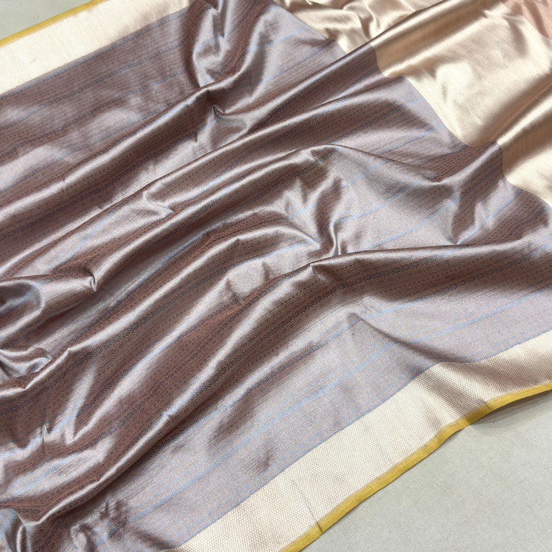 Dual shade pure katan silk Handwoven banarasi Tanchoi saree