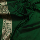 Dark green colour pure katan silk Handwoven banarasi rangkat Tanchoi saree