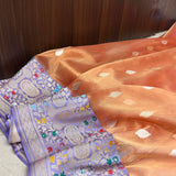 Peach colour pure tissue Handwoven Banarasi saree