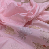 Light pink colour pure katan silk Handwoven banarasi saree