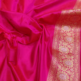 Rani-pink colour Pure Katan Silk Handwoven Banarasi tanchoi Saree