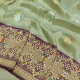 Light green Colour Pure Tissue Silk Handwoven Banarasi Saree