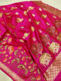 Pink colour Pure Katan Silk Handwoven Banarasi Saree