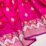 Pink colour pure katan silk Handwoven banarasi saree