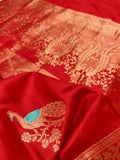 Red colour pure Katan Silk Handwoven Banarasi Saree