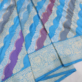 Sky blue colour pure katan silk Handwoven banarasi rangkat saree