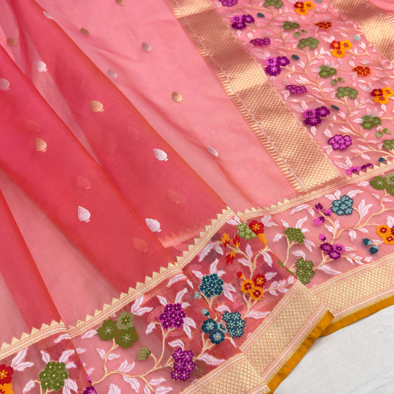 Pure Kora Silk Handwoven Banarasi Saree