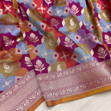 Multicolor Pure Katan Silk Handwoven Banarasi Saree