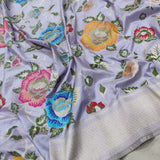 Levender Colour Pure Katan Silk Handwoven Banarasi Saree