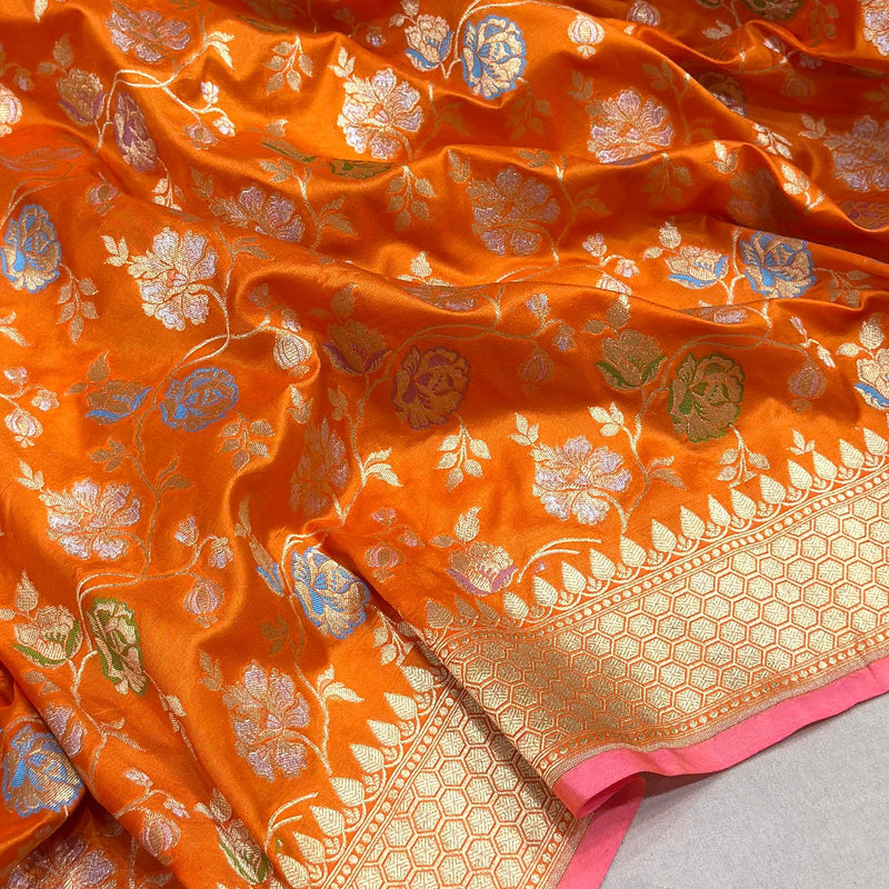 Pure katan silk Handwoven banarasi saree