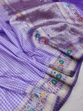 Lavender colour pure katan silk handwoven banarasi saree
