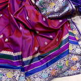 Dual shade pure katan silk Handwoven banarasi saree