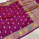 Dual Shade Pure Katan Silk Handwoven Banarasi Saree