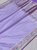 Lavender colour pure katan silk handwoven banarasi saree
