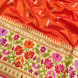 Orange Color Pure Katan Silk Handwoven Banarasi Saree