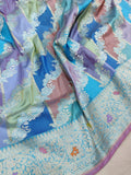 Multicolor Pure Katan Silk Handwoven Banarasi Rangkat Saree