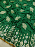 Dark green Colour Pure Katan Silk Handwoven Banarasi Saree