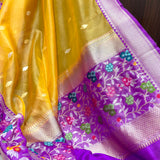 Yellow colour pure tissue handwoven banarasi saree