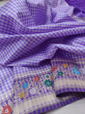 Lavender colour pure katan silk handwoven banarasi saree