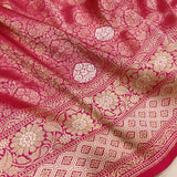Rani-pink colour Pure Katan Silk Handwoven Banarasi tanchoi Saree