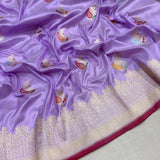 Lavender Color Katan Silk Handwoven Banarasi Saree