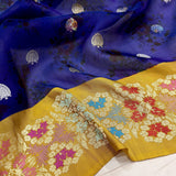 Multicolour Pure kora digital print handwoven banarasi saree