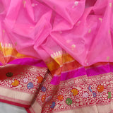 Pure Kora handwoven Banarasi saree