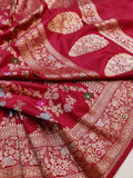 Maroon colour Pure Katan Silk Handwoven Banarasi Saree