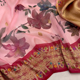 Multicolour Pure kora digital print handwoven banarasi saree