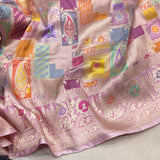 Light pink colour pure katan silk handwoven banarasi silk saree