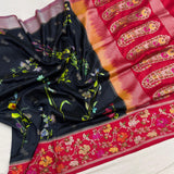 Black colour Pure Katan Silk Handwoven Banarasi Saree