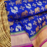 Blue Colour Pure Katan Silk Handwoven Banarasi Saree