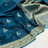 Dual sade pure mashru silk handwoven banarasi saree