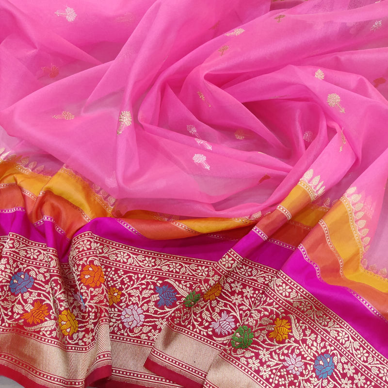 Pure Kora handwoven Banarasi saree