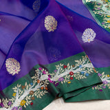 Dual shade pure kora Handwoven Banarasi saree