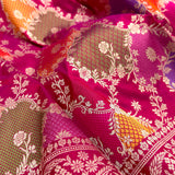Rani pink colour pure katan silk handwoven banarasi rangkat saree