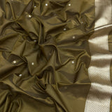 Light green colour pure Kora handwoven banarasi saree