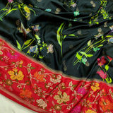 Black colour Pure Katan Silk Handwoven Banarasi Saree
