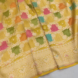Yellow Color Pure Katan silk Handwoven banarasi rangkat saree