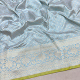 Sky Blue colour pure katan silk Handwoven banarasi Tanchoi saree