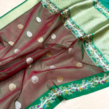 Dual sade pure kora Handwoven Banarasi saree