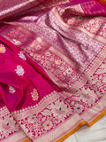 Pink colour pure Katan silk handwoven banarasi saree
