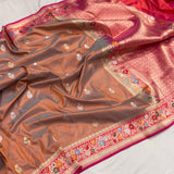 Dual shade pure katan silk Handwoven banarasi saree