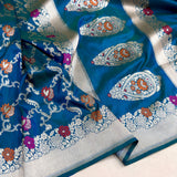 Dual shade pure katan silk Handwoven banarasi saree