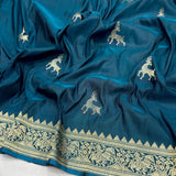 Dual sade pure mashru silk handwoven banarasi saree