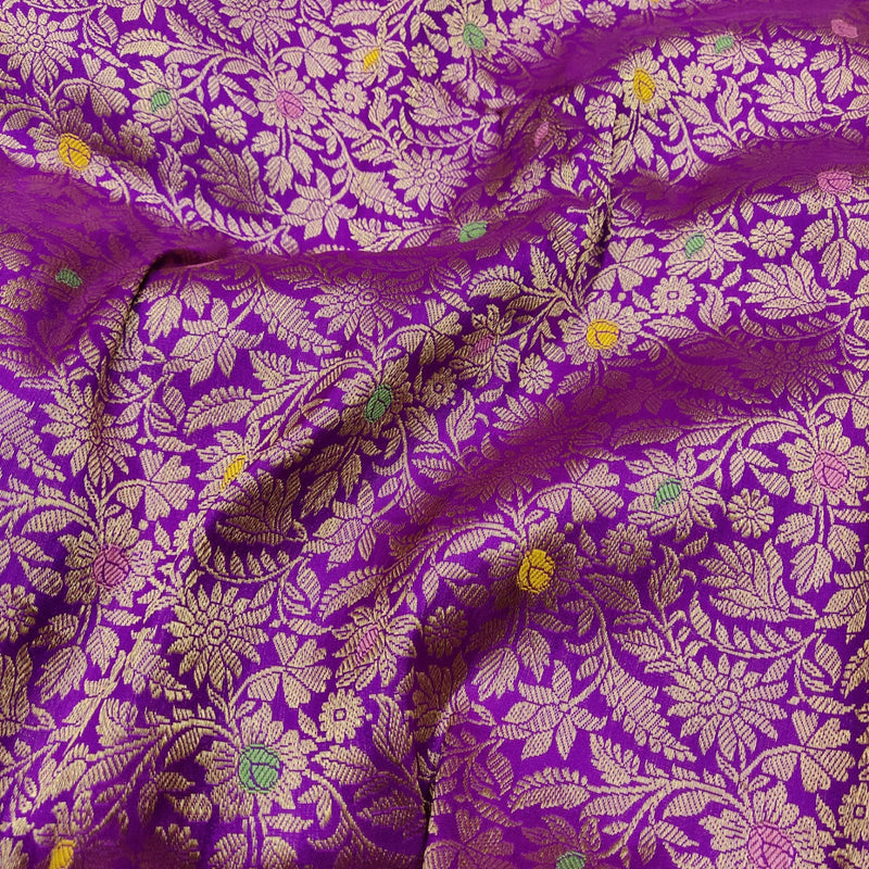 Purple colour Pure Banarasi katan silk Fabric